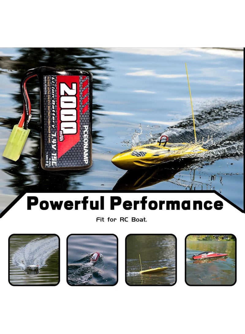 بيسيونأمب بطارية ليثيوم أيون 7.4V 2000mAh 2S قابلة لإعادة الشحن بطارية RC عالية القدرة مع كابل شاحن USB 2 لقارب التحكم عن بعد - Image 5